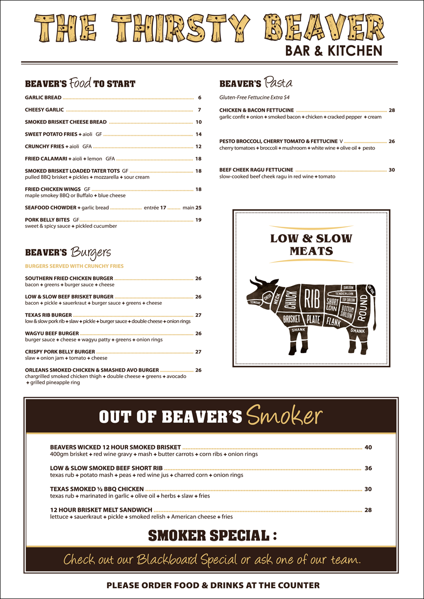 The Thirsty Beaver - Menu